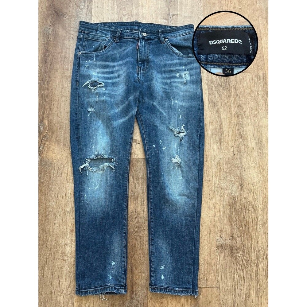Dsquared2 Cool Guy Jeans Skinny Blue Denim Distressed Made in Italy Size 36